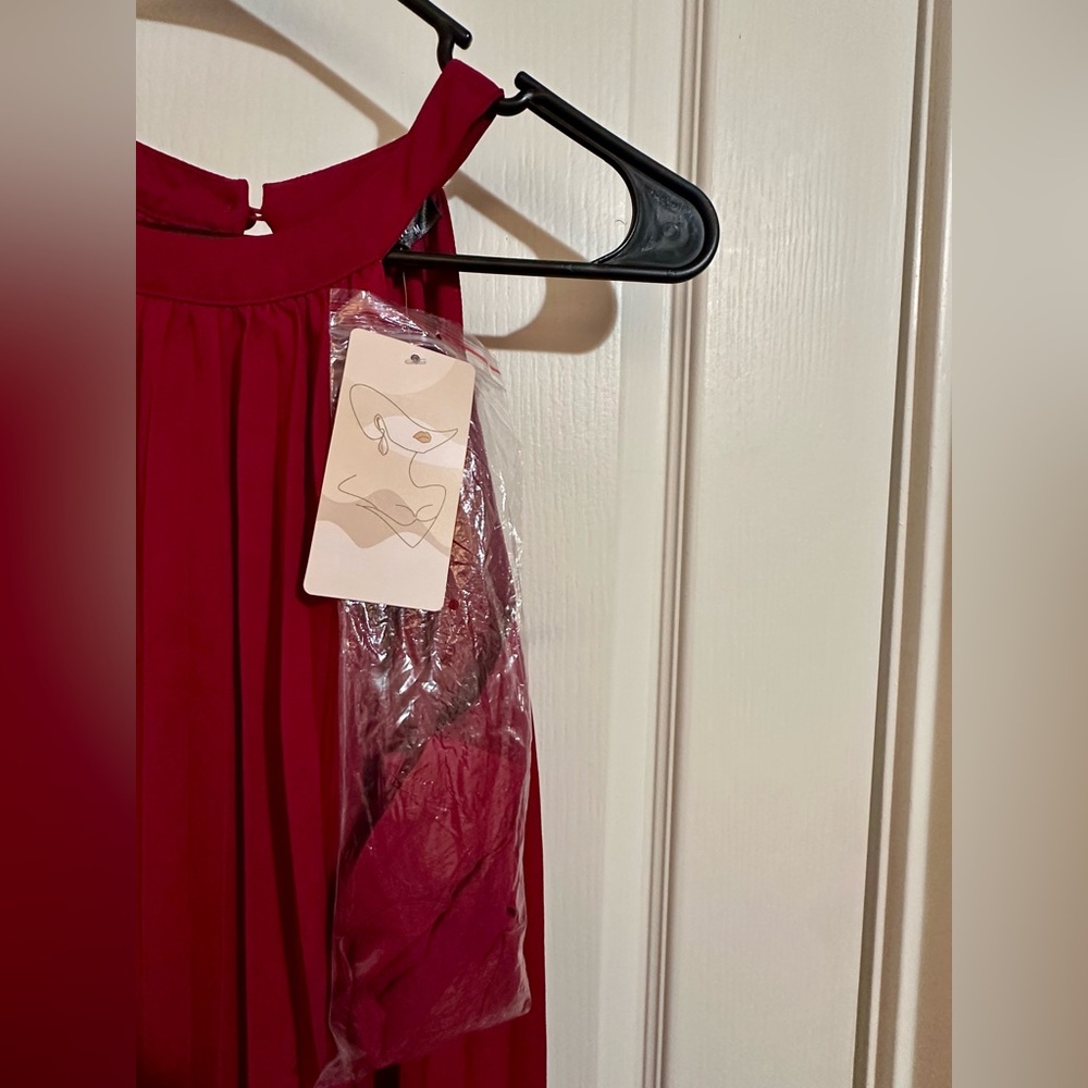 Elegant Dress Halter Women  Neck Burgundy Elegance Red Medium - Picture 8 of 10